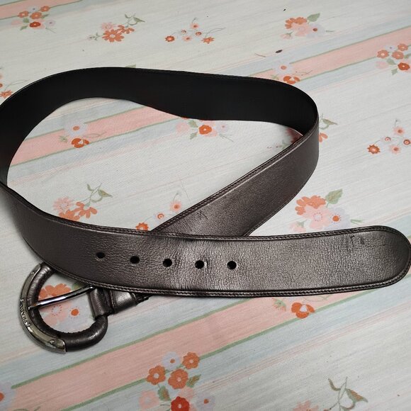 ❤️Womens PRADA Metallic Wide Belt Size 34/85 main image 4